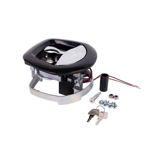 Whale Tail Lock with Electronic Actuator 12V - Black & Chrome (wiring not included)